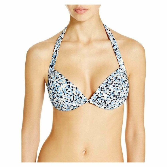 NEW MICHAEL KORS BLUE DOTS BIKINI TOP SWIMWEAR SIZE L NWT‎ - Picture 1 of 1